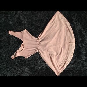 Pastel pink open back dress